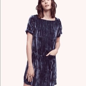 Anthropologie Floreat Crushed Blue Velvet Dress- S